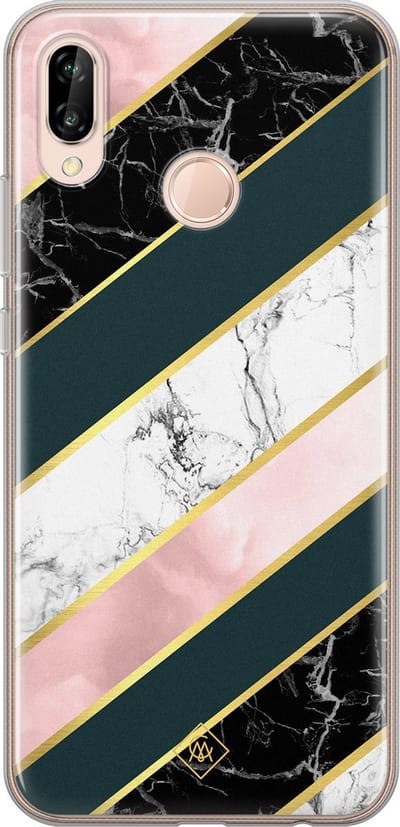 Casimoda® hoesje - Geschikt voor Huawei P20 Lite (2018) - Marmer strepen - Siliconen/TPU - Soft Case - Multi - Marmer