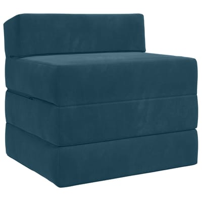 vidaXL - Vouwbare - Sofa - Bed - Blauw - 200 - x - 70 - x - 15 - cm - Fluweel