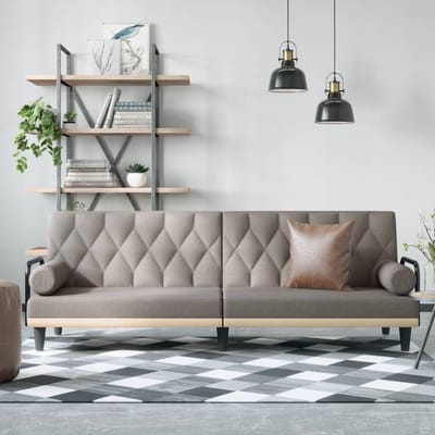 vidaXL - Slaapbank - met - armleuningen - stof - taupe
