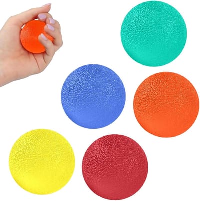Set van 5 Handtherapie Ballen in Eivorm, Antistress Trainingshulpmiddel voor Hand- en Vingerkracht, Verbeter Grip en Mobiliteit