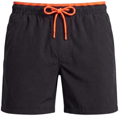 Seersucker Zwemshort Lavos - Zwart / Oranje - Maat 3XL - Zwemshort Heren Zwart - Swimwearclub