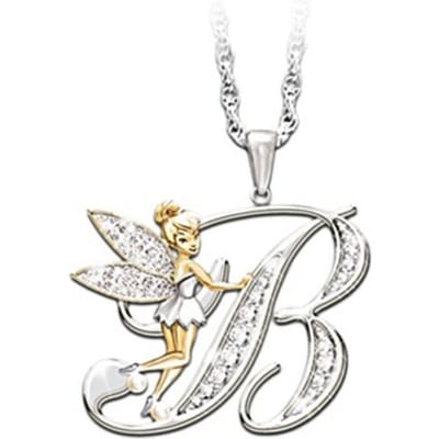 Cartoon 26 Engels Alfabet Truiketting Mode Diamant Hanger Sieraden Sieraden Ketting Europees En Amerikaans Persoonlij white