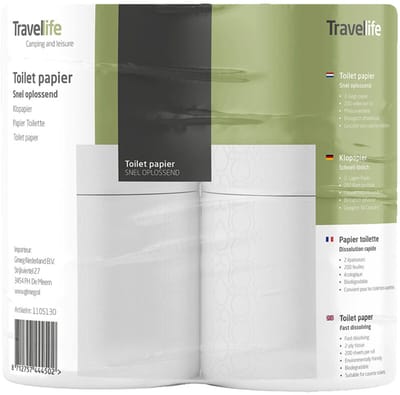 Travellife Camping Toiletpapier 8x 4 stuks (32 totaal) - Hoogwaardige kwaliteit - Geschikt voor chemische toiletten
