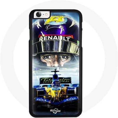 Coque iPhone 4 - Renault - Formula 1 - Rigide - Bleu - Jaune jaune