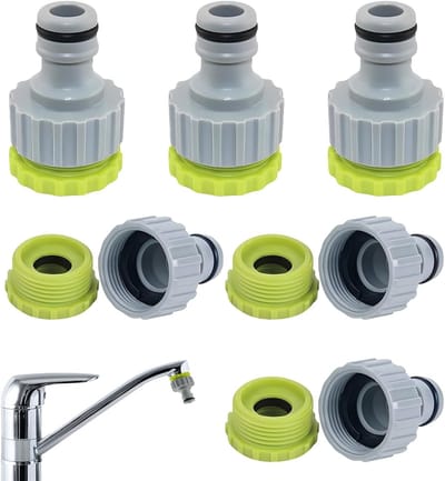 6-delige Tuinslang Aansluitset, 1/2 Inch en 3/4 Inch, Voor Tuinirrigatie en Slangaansluitingen, Duurzame Plastic Connectoren