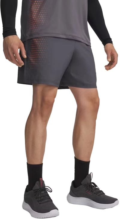 Under Armour UA Tech Play Short-GRY Heren Sportbroek - Castlerock / Outrageous Oranje / Outrageous Oranje