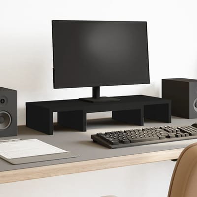 vidaXL - Monitorstandaard - verstelbaar - 60x24x10,5 - cm - bewerkt - hout - zwart