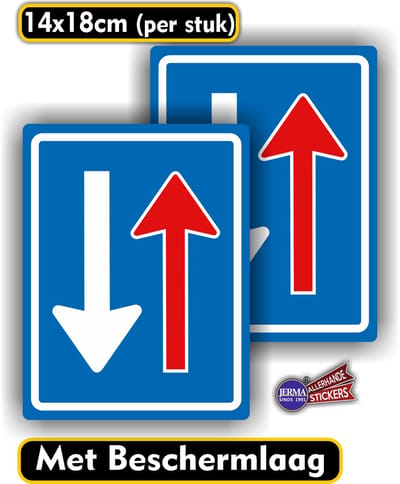 Jerma - Voorrang op tegemoetkomend verkeer - Sticker - 2 st - 14x18 cm - Weerbestendig - Zelfklevend