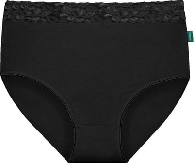 Slips - 5-Pack - Zwart - 5 Bamboeslips met kant aan de taille - Maat S/M