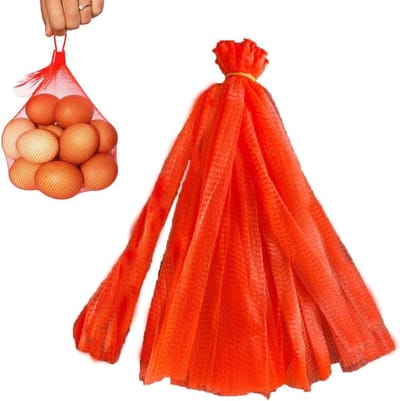 100 stuks - Eiernetzakken - Netzakken - Mesh nylon net - met lussluiting - Herbruikbaar nylon net - Opbergzakken van polyethyleen - Geschikt voor groenten en fruit, boodschappen, speelgoed, fruit, groenten, zeevruchten - Rood