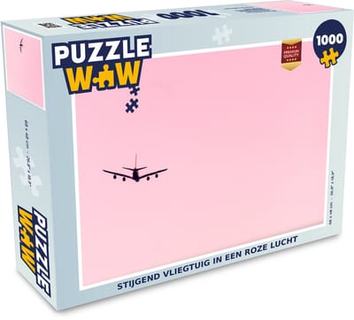 Puzzel Stijgend vliegtuig in een roze lucht - Legpuzzel - Puzzel 1000 stukjes volwassenen