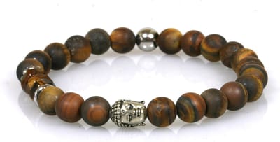 IbizaMen - matte tijgeroog 8mm - Buddha RVS - 21cm
