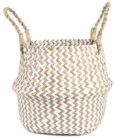 Opbergbasket van Wicker - Handgeweven Rieten Mand voor Planten en Decoratie - Opvouwbaar met Handvat