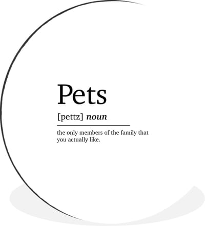WallCircle - Wandcirkel - Muurcirkel - Huisdieren definitie - Quotes - Spreuken - Pets - Woordenboek - Aluminium - Dibond - 30x30 cm - Binnen en Buiten