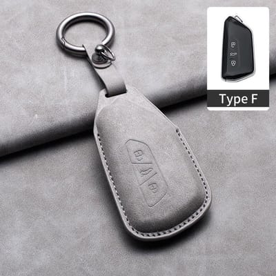 Housse en Cuir pour Clé de Voiture Pour Vw Volkseagen Passat B8 Magotan Pour Skoda Superb A7 Kodiaq Seat Fit Polo Golf Tiguan Beetle Caddy gray