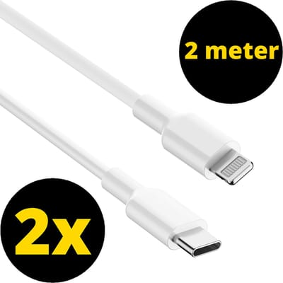ThunderGold 2x Oplader kabel 2 meter geschikt voor iPhone - Kabel geschikt voor lightning - USB C kabel - Lader kabel