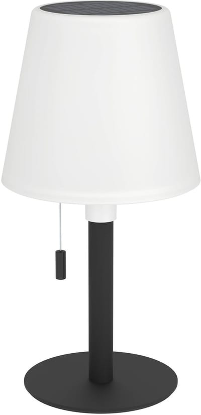 EGLO Montapalma Tafellamp Binnen en Buiten - Oplaadbaar (tot 60 uur licht) - SOLAR - 30 cm - Zwart/Wit - Warm wit licht en instelbaar RGB - Draadloos - Dimbaar