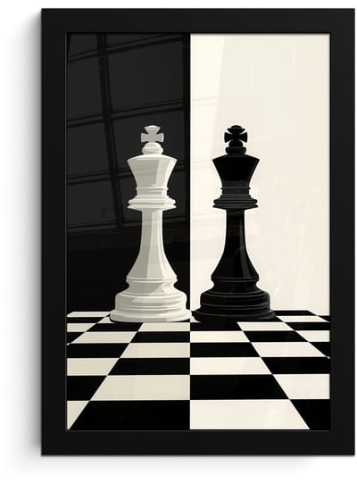 Poster in lijst - Fotolijst 20x30 cm - Posters - Schaakstukken - Koning - Geblokt - Zwart - Posterlijst zwart - Decoratie - Wanddecoratie woonkamer - Muurdecoratie slaapkamer - Kerstversiering - Kerstdecoratie voor binnen - Kerstmis
