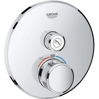 Grohe Grohtherm SmartControl thermostat ready-mount set with one shut-off valve, round design 29118000