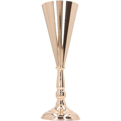 Vase en Fer Doré Style Européen Exquis Décoratif Vintage Vase à Fleurs pour Mariage Hôtel Fête 12x36cm / 4.7x14.2in beige