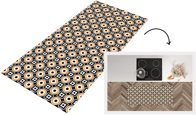 Keukenloper 120x50 cm - Keukenmat vinyl Patroon - Cirkel - Retro - Keukenmatten loper - Keuken vloerkleed tapijt