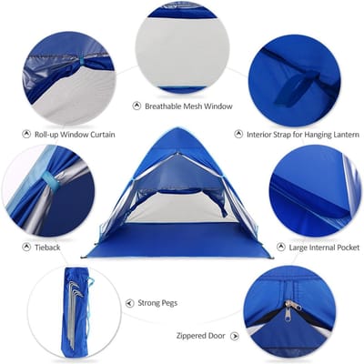 Tente de plage automatique à ouverture instantanée, légère, protection UV, abri solaire, tente, cabane Green