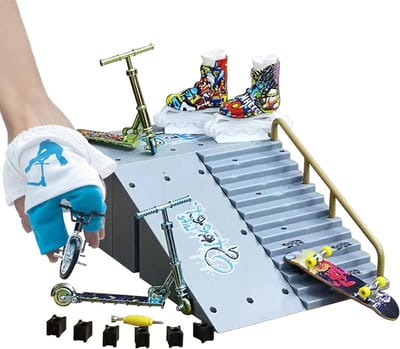 Vingerboard Skatepark - Mini Ramp Set - Vaardigheden Trainen - 11-Delige Kit - 16 x 16 x 8.5 cm - Multi-color