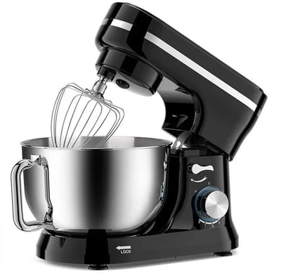 ACEP Elecktrische keukenmixer - 4.5 L - Keukenmachine - Zwart - Keukenrobot - 1000W - Keukenmixer met mengkom - RVS - 8 Snelheden