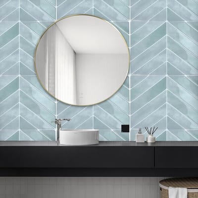 Set van 10 Zelfklevende Tegelstickers voor Keuken en Badkamer, 3D Vinyl Wanddecoratie, Waterdicht en Spatwaterdicht, 29 x 22,9 cm, Blauw, Makkelijk aan te brengen en Verwijderbaar
