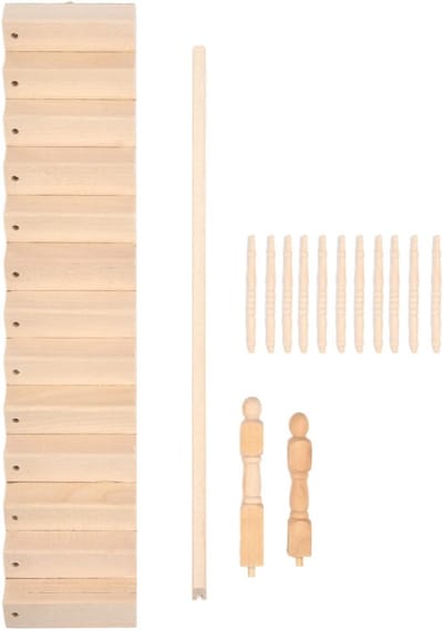 Miniatuur Trap - Poppenhuis Accessoire - Hobby Ambacht - Berken Hout - 32.5 cm Lengte