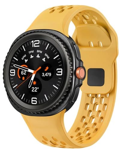 By Qubix - smartwatch bandje - Compatible Samsung bandje - Ultimate sport edition band - Oker - Geschikt voor Samsung Galaxy Watch 9 (40/44mm) - Watch 8 (40/44mm) - Watch 8 Classic (46mm)