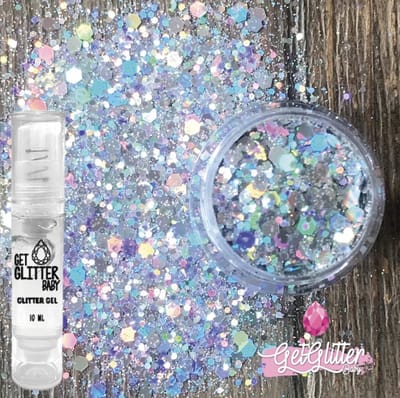 GetGlitterBaby® - Biologische / Biologisch afbreekbare Zilveren Chunky Festival Glitters voor Lichaam en Gezicht Jewels / Biodegradable Face Body Glittergel - Zilver en Glitter Gel Balm HuidLijm