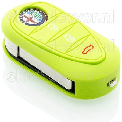 Autosleutel Hoesje geschikt voor Alfa Romeo - SleutelCover - Silicone Autosleutel Cover - Sleutelhoesje Lime groen