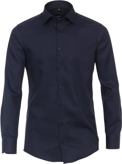 VENTI modern fit overhemd - twill - blauw - Strijkvriendelijk - Boordmaat: 40 (EU maat: M)