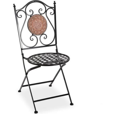 Chaise de jardin Trumpington - VERSA - Mosaïque en Métal - Noir et rouge - 92 x 50 x 39 cm zwart