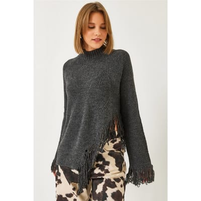 Getextureerde Franje Crew Neck Trui