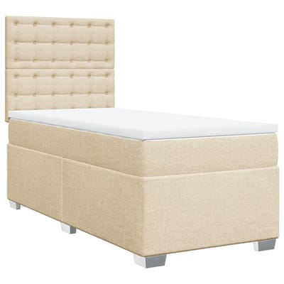 vidaXL - Boxspring - met - matras - stof - crèmekleurig - 100x200 - cm