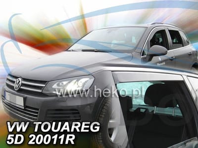 vw volkswagen Touareg (type2) zijwindschermen donker pasvorm - model 5 deurs - bouwjaar 2010-2018 set windschermen visors pasvorm tbv voor & achterdeuren merk Team Heko