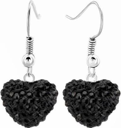 Fako Bijoux® - Oorbellen - Disco Dots - Hanger - Hart - Zwart
