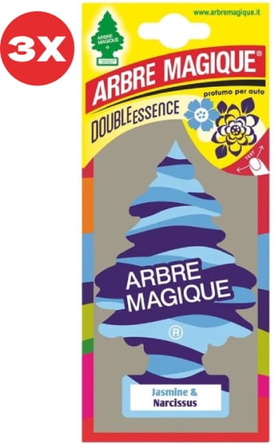 3 stuks Jasmijn en Narcissus Arbre Magique Geurboom luchtverfrisser voor in de auto Jasmine Narcissus – Car Parfum – Geurboompje – Geurbooster – Wonderboom – Geurverfrisser – Nieuwe Auto – Autogeur – Autoparfum – Geurblad