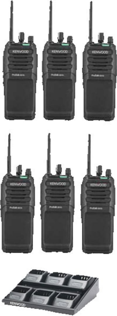 Set van 6 Kenwood TK-3701D IP55 Portofoon met multilader