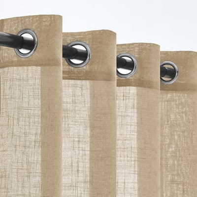 Transparante Linnen Gordijnen - Linnen Vitrage - Woonkamer Decoratie - Semi-transparant Materiaal - 140x122 cm (2 stuks) - Beige