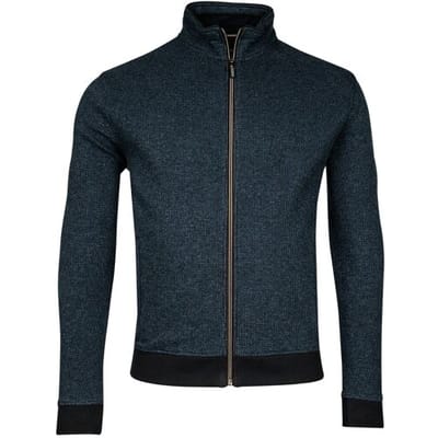 Baileys Vest 2-Tone Jacquard Doubleface Interlock Sweat Cardigan Zip Mid Denim Blue / male