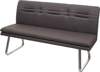 Bank MCW-H70, eetkamerbank gestoffeerde bank, rugleuning stof/textiel geborsteld roestvrij staal ~ grijsbruin 160cm