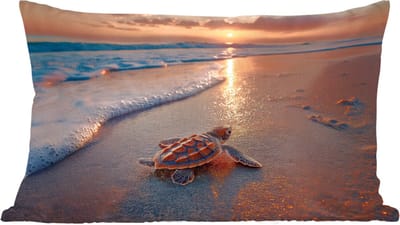 Sierkussens - Kussentjes Woonkamer - 60x40 cm - Schildpad - strand - Zonsondergang