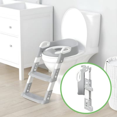 WC Verkleiner met Trapje - Opvouwbaar Toiletverkleiner - Voor Jongens, Meisjes, Kind, Peuter van 2 tot 7 jaar - Grijs