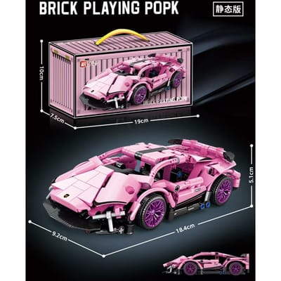 Technische Bouwstenen Auto Racen Sport Snelheid Voertuig Model Stad Mechanisch Super Stenen Puzzel Speelgoed Volwassen Cadeau roze
