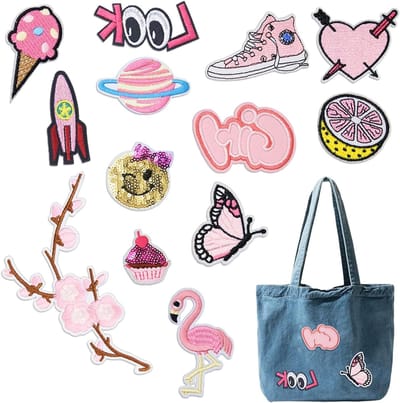 13 Stuks Borduurpatches voor Kleding - Kindvriendelijke DIY Stoffen Versieringen voor Jeans, T-Shirts en Jassen