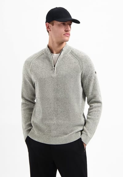 No Excess Pullover Half Zip 2 Colored Chenille Kit Maat: 3XL | Sweaters Outlet | Heren | Grijs