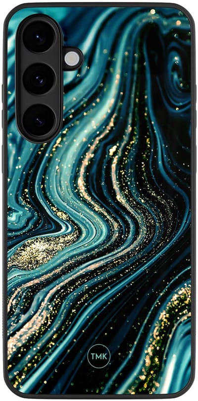 Hoesje geschikt voor Samsung Galaxy S25 FE - Blue marble waves - Blauw - TPU case - Marmer - Hardcase zwart telefoonhoesje